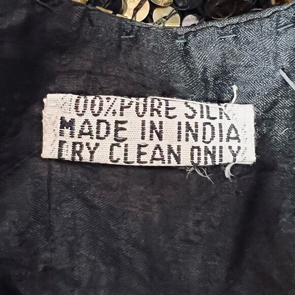 Vintage Women’s Sz S NWT Black Gold Sequin Butterfly Top 70s Deadstock Silk Boho - Picture 10 of 10